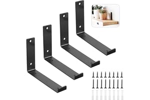 SHEENO 4 PCS Supports Muraux Industriels, 10 Pouces Supports d'étagère,Résistants Support Flottant Industriels (25x4x14cm)