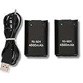 OSAN 2x 4800mAh Ni-MH "Direct-Charge" wiederaufladbar Batterie Akkus für XBOX 360 Remote Controller mit Ladekabel (Schwarz)
