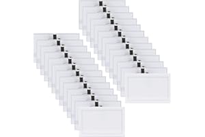 MIYUANGKJ 50 placas de identificación para ropa, 5,6 x 9 cm, con alfiler y alfiler, placas de nombre, insignia de PVC, transparente, funda impermeable con tarjeta en blanco para tarjetas de visita