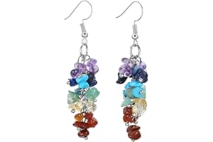 CrystalTears orecchini con pendenti lunghi da donna vintage Multicolore quarzo regalo per donna ragazza moglie