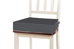 WIYETY SitzerhöHung Stuhl Kind für Esstisch, Zerlegbar Tragbare Kindersitzkissen PU-Leder, SitzerhöHung Sitzkissen Kinder mit Sicherheitsschnalle, KindersitzerhöHung für Esstisch (Dunkelgrau)