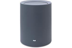 Nell Poubelle, en plastique durable avec design double couche, idéale pour dissimuler le sac poubelle, parfaite pour la salle de bain ou le bureau (Gris, 12L Avec Couvercle)