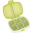 COZY nose - Pill Medicine Organizer Storage Box with 8 Compartments - Moisture Proof, Made of Food Grade Cereal Fiber, BPA free Wheat Straw Material, Ideal for Travel, Pocket, Purse, Daily Pill Case, Portable Medicine Vitamin Holder Container - 1 Pc (Green)