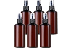 TIANZD 6 Pezzi 200 ml Fine Nebbia Bottiglie Spray marrone Vuote in Plastica con Pompa Nera Flacone Spray per Cosmetica Profumo Acqua Alcol da Viaggio