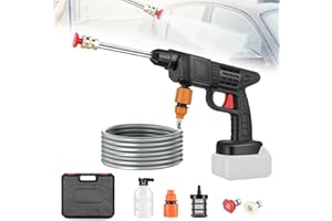 CISSIYOG Akumulatorowa myjka wysokociśnieniowa, mobilna myjka wysokociśnieniowa 35 bar, 48 V, przenośna myjka wysokociśnieniowa, kompatybilna z akumulatorem Makita 18 V, wężem 5 m i 2 dyszami (bez akumulatora)