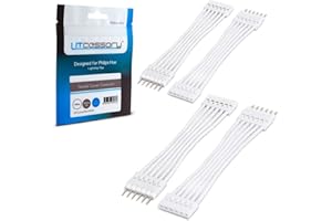 Litcessory Flexible Corner Connector/Extension Cable for Lightstrip Plus (50mm, 4 Pack, White - STANDARD 6-PIN V3)