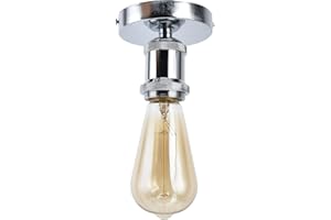 TISSTING E26 E27 Light Socket 100-240V Vintage Ceiling Light Wall Lamp Bulb Holder Socket with Switch for Home Office Lighting and Decoration(Sliver)