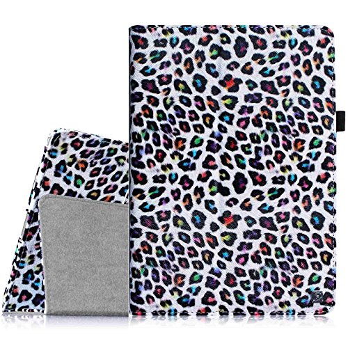 [Eckenschutz]Fintie Samsung Galaxy Tab Pro 8.4 SM-T325 LTE SM-T320 Hülle Case - Slim Fit Folio Kunstleder Schutzhülle Cover Tasche für Samsung Galaxy Tab Pro 8.4 Zoll Tablet (mit Auto Schlaf / Wach Funktion), Leopard Regenbogen