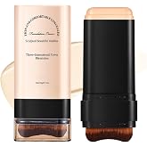2 in 1 Lightweight Moisturizing Stick Makeup Foundation, Foundation Stick with Built-In Brush, Matte Finish, Cover Blemishes,