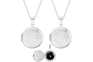 Weenkeey 2 st rund ficka halsband som håller bilder i rostfritt stål cirkelväska hänge halsband minne bildhänge halsband för kvinnor flickor - stil 1