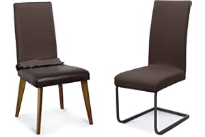 ‎BEAUTEX BEAUTEX Stuhlhussen Sets, elastische Stretch Husse Jersey Baumwolle Sitzbezug für Stuhl - 1er Set, Farbe: Dunkelbraun