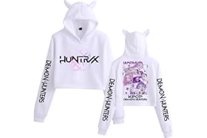 Pdaidou Sweats À Capuche Kpop D-De-Mon H-Hunters Merch Oreille De Chat Sweats À Capuche Courts Mode Filles Mignon Sweat À Manches Longues Hauts Décontractés Hoodie