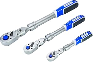 HASKYY | 1/2" + 3/8" + 1/4" | teleskopowa grzechotka przegubowa I rozsuwana grzechotka | drobne ząbki | teleskop"}