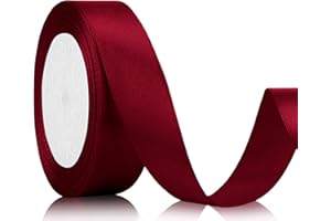 LAEEYIN Ruban cadeau de satin 22 m de long, 20 mm de large - Ruban cadeau - Bordeaux - Pour mariage, travaux manuels et emballage cadeau - Décoration de mariage (bordeaux)