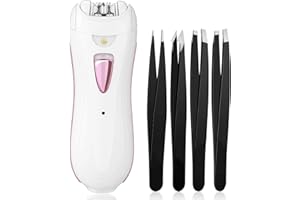 FONPOO Epilatore Viso Donna Epilatore Elettrico Depilatore Sopracciglia per Viso Inguine Corpo Bikini Gamba Ascella e Zone Sensibili, Cordless & Ricaricabile, Set di Pinzette