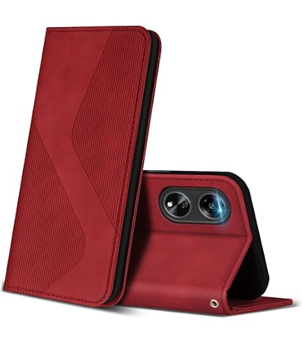 Topme Cover Per OPPO A98 5G | Custodia In Pelle PU Con Slot Carte E Supporto, Rosso