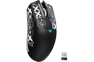 ATTACK SHARK X11SE Ratón Inalámbrico para Juegos, 63g Superligero, con Sensor PixArt PAW3311, 22000DPI, Trimodo Bluetooth/2,4GHz/con Cable, 1000Hz, Batería de 300 mAh, para PC/Mac (Negro with Tape)