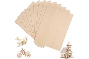 Bezavea 10pcs Plywood Sheets A4,31x21x0.3cm Basswood Sheet,Birch Plywood Sheets,Unfinished Wood Boards,3mm Balsa Wood Sheets Thick,Plywood Board for DIY Crafts Projects Pyrography Painting Engraving