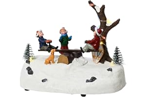 Selezione Cartoleria Varzi Dal 1956 Carillon Villaggio Natalizio Bambini Su Altalena Con Led