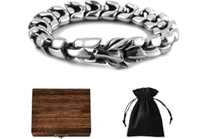 Fandao Bracelet Viking Nordique Pour Homme, Bracelet en Acier Inoxydable Squelette Dragon, Ouroboros, Motard, Cycliste, Bracelet Lourd Antistatique