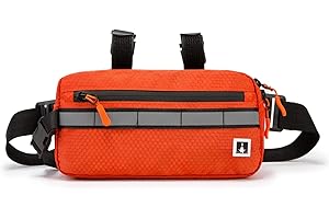 ROYAL FAIR Bike Handlebar Bag Frame Bag with Reflective Stripe, Waterproof Handlebar Bag with Detachable Strap, Universal Fitting for Any Bicycle, Orange