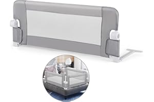COSTWAY Barierka ochronna do łóżka, składana, z regulowanymi paskami, składana za pomocą jednego kliknięcia, ochrona przed wypadnięciem, składana w 180°, do łóżek rodziców, łóżeczek dziecięcych
