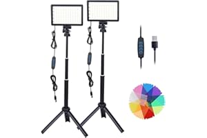 AIKNOWFOTO Dimmbare 10000K USB LED Videolicht, Beleuchtung für Fotostudios/Videoleuchte mit Stativ für Tisch-/Flachwinkelaufnahmen/Videoaufzeichnung/Meeting/Tiktok/Game-Streaming/YouTube (2 Packs)