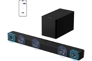 ULTIMEA 5.1CH Dolby Atmos Sound Bar for TV, 340W Home Theater System with Subwoofer, Hi-Fi Home Audio Soundbar, VoiceMX, BassMX, App Control, Bluetooth 5.4, Poseidon M60 Boom (2025 Model)