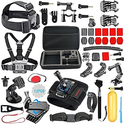 SmilePowo HAPY sports de plein air caméra accessoires pour gopro héros 5/session 6/5/4/3/2/1, akaso ek7000, ek5000, sjcam, dbpower, xiaomi yi, mallette, caméra bundle