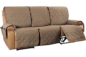 Topchances Non-Slip Recliner Chair Cover Sofa Slipcover, Reversible Recliner Sofa Cover with Elastic Adjustable Strap, Washable Reclining Sofa Slipcover Recliner Furniture Protector (brown, 3 Seater)