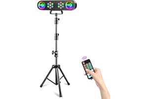Rtktoup Luz de discoteca 4 en 1 con soporte, bolas de discoteca, luces PAR y mando a distancia,Sistema de iluminación de escenario con sonido activado, para bar, mudanza, boda, Halloween, Navidad