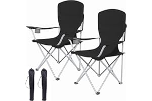 ‎AMHANCIBLE AMHANCIBLE Campingstuhl Faltbar 2er Set, Angelstuhl Klappbar mit Getränkehalter, Hohe Rückenlehne, Klappstuhl Camping mit Armlehnen und Tragetasche, Campingstühle Leicht, tragbar, bis 150Kg