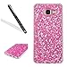 Produktbild Galaxy J7 2017 Handytasche,Glitzer Hülle für Samsung Galaxy J7 2017,Leeook Hülle TPU Case Schutzhülle Silikon Crystal Kirstall Clear Case Durchsichtig Rosa Glitzer Malerei Muster Transparent Silikon Schutzhülle Hülle Cover Abdeckung Etui TPU Bumper Schale für Samsung Galaxy J7 2017 + 1 x Schwarz Eingabestift-Pink Glitzer