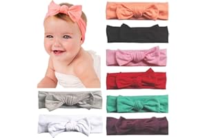 TOPTIM Baby Headbands Cotton Knotted, Girl's Rabbit Ear Hairbands for Newborn,Toddler 8-Pack, Multicoloured 1, One size