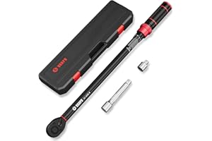 VANPO Klucze dynamometryczne 1/2 cala 60-460 Nm, 72 zęby do samochodu i motocykla, zestaw kluczy dynamometrycznych 3 części z drążkiem przedłużającym 125 mm, adapter 1/2" - 3/8", do samochodów