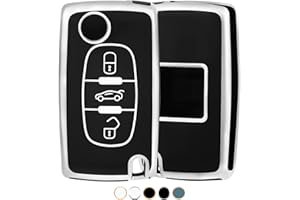 OFF WE GO Cover Chiave Guscio Chiavi per Peugeot 107 207 307 407 607 208 308 408 Custodia Coprichiave per Citroen C2 C3 C4 C5 C6 C8 Chiave Macchina Copri Chiavi Telecomando Auto Portachiavi, Nero