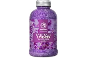 Aromatika Bath Salt Lavender 600 g - Sea Salt with 100% Natural Essential Lavender Oil - Best for Good Sleep - Stress Relief - Bathing - Body Care - Wellness - Beauty - Relaxation - Spa
