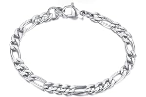 GAMTIC Chaîne Bracelet Homme Gourmette Argent - Chaine Fin Maille Bracelet en Acier Inoxydable, Chaîne Figaro Cubaine Torsadée, Gourmette Ultra Mince