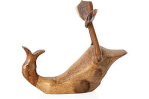 Prodbuy Home Teak Wood Novelty Drunken Duck Single Wine Bottle Holder Stand Ornament Gift, Brown, 31cm (L) x 14.5cm (W) x 24cm (H)