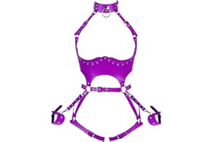 PETMHS Punk Leder Harness BH Gothic Rave Body Chain ganzer Körpergurt Taillenketten Nightclub Prom Body Chains Mode Belly Belts Body für Frauen Schwarz