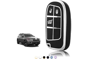 TOOMUME Cover Chiave, Guscio Chiave Adatto per Jeep Cherokee Renegade Compass Wrangler Dodge Challenger Charger Ram 1500 Chrysler 300C Fiat 500X, Custodia Chiavi Telecomando Copri Chiavi - Smart Key