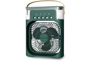 LUCKKY 3 in 1 Air Cooler, 3 in 1 Luftkühler, Verdunstungskühler, Luftbefeuchter, 3 in 1 USB Tragbare Mobile Klimaanlage, 3 Geschwindigkeits 7 Farben Mini Luftkühler mit Spray (Grün)