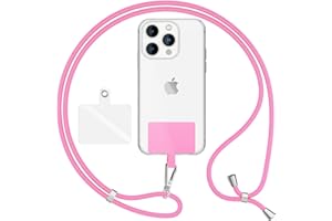 NALIA Lanière Universelle pour Telephone Portable, Cordon Tour De Cou pour Smartphone Etui, Porte Clef Chaine réglable avec Crochet Métallique e Carte, Sangle pour Épaule, Couleur:Rose
