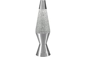 ADEPTNA Premium Large Retro 15 inch Bullet Design Glitter Lamp – Bright Soothing Motion Peaceful Glitter Lamp for Relaxation - Excellent Gift Idea for Your Loved Ones on Xmas (Silver)