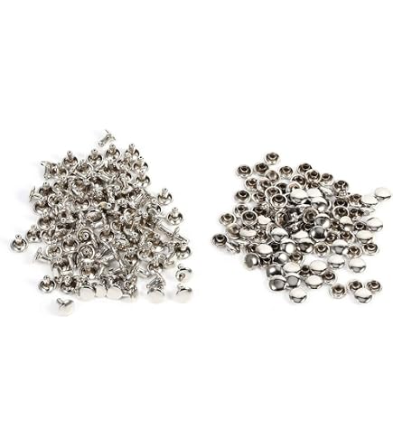 100 Rivets En Cuir à Double Capuchon - 6x6 Mm - En Acier Au Carbone Pour Travaux Manuels, Réparation De Ceintures, Sacs, Chaussures Et Colliers Pour Animaux