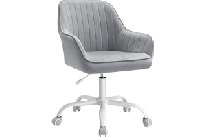 SONGMICS Kontorsstol med sammetsyta, vridbar fåtölj, ergonomisk sits, skumstoppning, justerbar höjd, Dove Grey OBG012G03