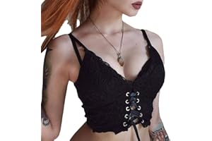 DINGJIUYAN Gothic Crop Top Aesthetic Harajuku Camis Black Mall Goth Graphic Print Sexy Crop Top Ruffles Backless Outfit