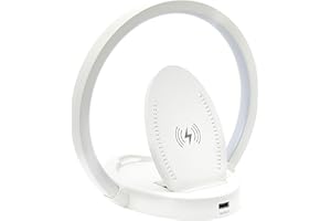Lamparas de Mesita de Noche, Neoglint 41 LED Regulable Lampara Mesita Noche con Carga Inalámbrica QI,Control Táctil, 3 Niveles de Brillo,Cargador USB, ángulo Ajustable, 15W Máx., Blanco Cálido(Blanco)