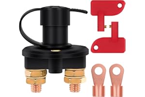Hauptschalter 12V / 24V, JatilEr Batteriehauptschalter Schnelles Ausschalten Trennschalter Reines Kupfer Batterieschalter Boot mit Natoknochen Schlüssel für Pkw Wohnmobile Lkw Schiffe Yachten