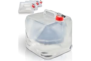 BAUBAR 4 taniche per acqua da 10 l, pieghevoli, con pratico rubinetto e maniglia per il trasporto, con coperchio a vite, 100% ermetiche, per campeggio, attività all'aperto, ecc